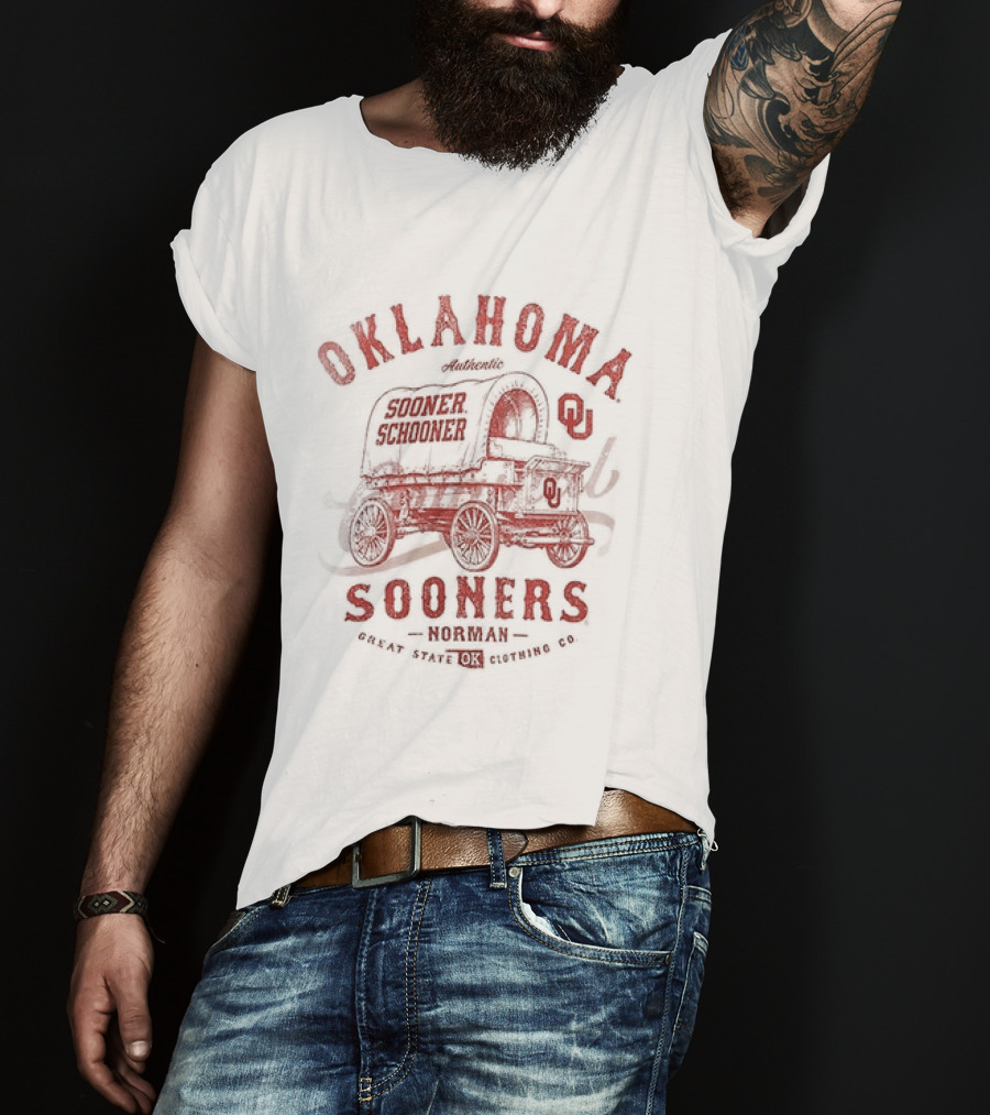 Oklahoma Sooners Norman Great State OK Clothing Co Vintage Wagon T-Shirt