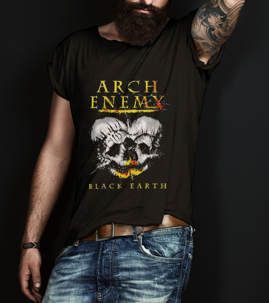 Arch Enemy Black Earth Skull Fire Gothic Heavy Metal Music T-Shirt