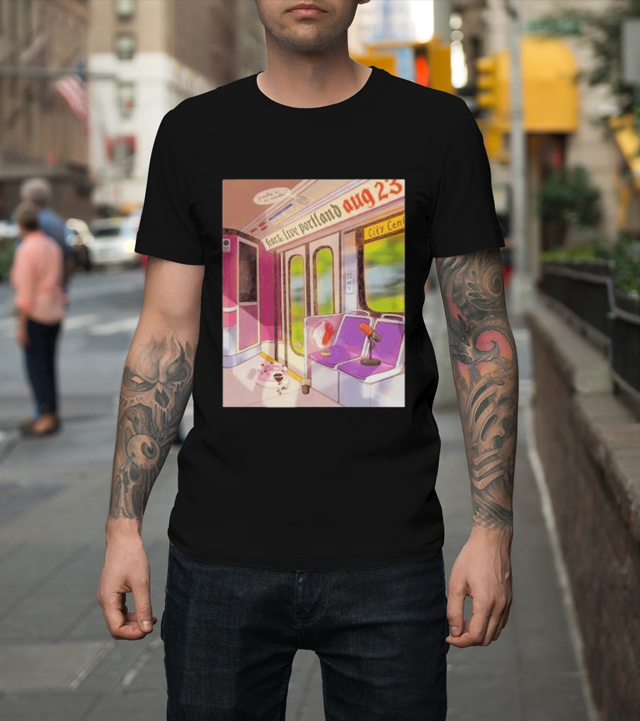Fear& Live Portland Aug 23 Subway Scene With City Center Graffiti And Microphone T-Shirt
