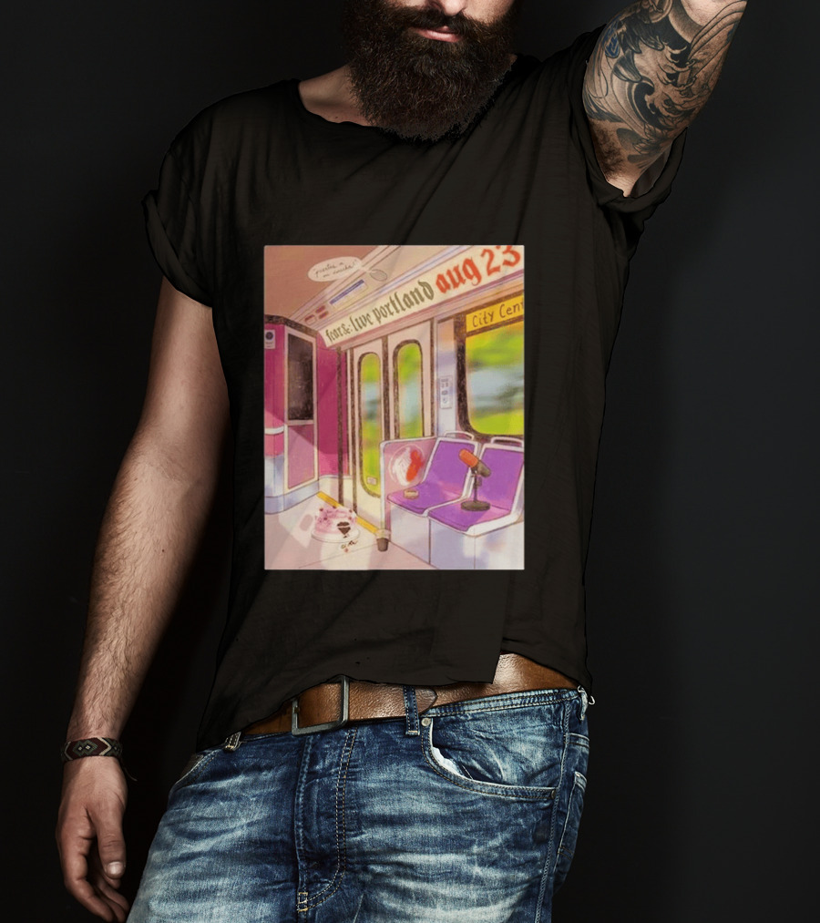 Fear& Live Portland Aug 23 Subway Scene With City Center Graffiti And Microphone T-Shirt
