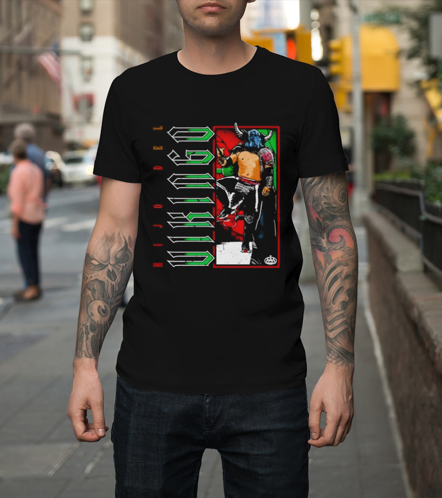 Hijo Del Vikingo Lucha Libre Wrestler Demon Mask Green Red White T-Shirt