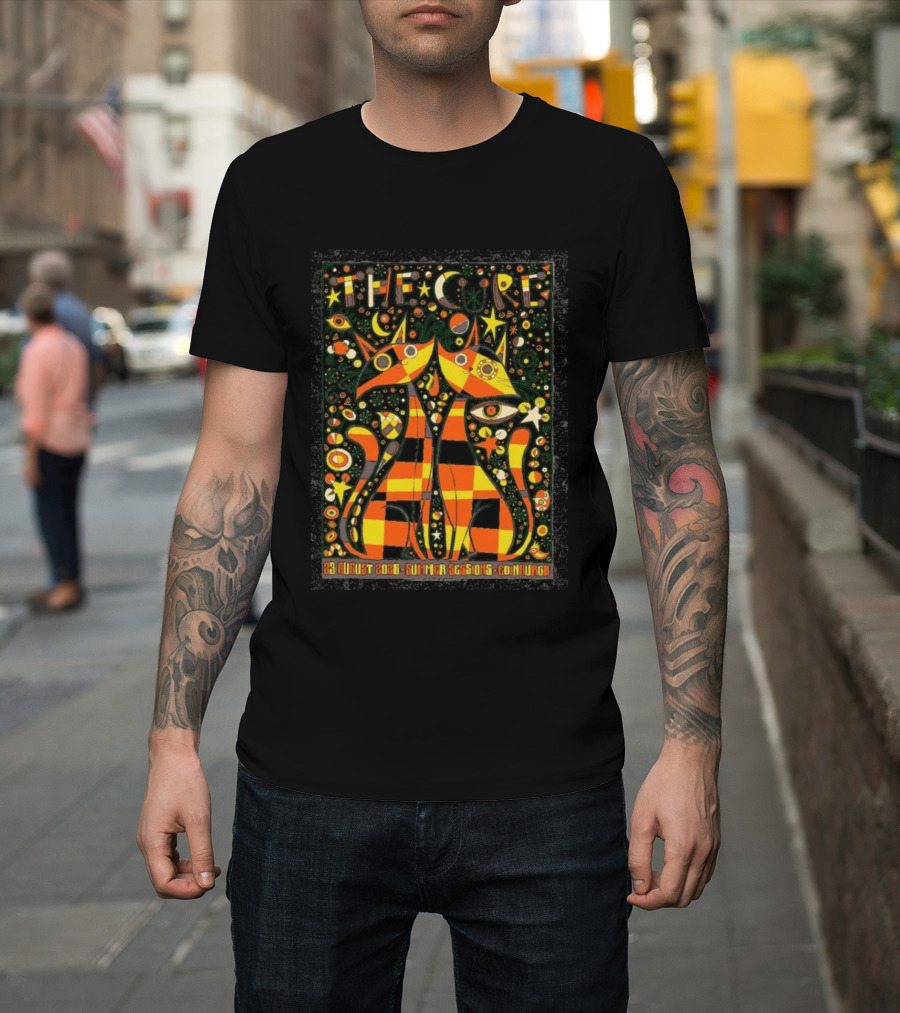The Cure 23 August 2026 Summer Sessions Edinburgh Psychedelic Cat T-Shirt