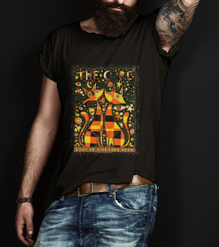 The Cure 23 August 2026 Summer Sessions Edinburgh Psychedelic Cat T-Shirt