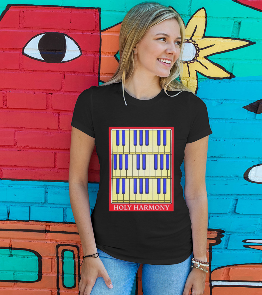 Holy Harmony Stained Glass Piano Keyboard Classical Music T-Shirt