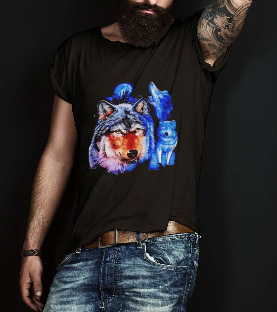 Wild Wolf Pack Moon Night Scene Nature Wildlife Wolves Howling T-Shirt