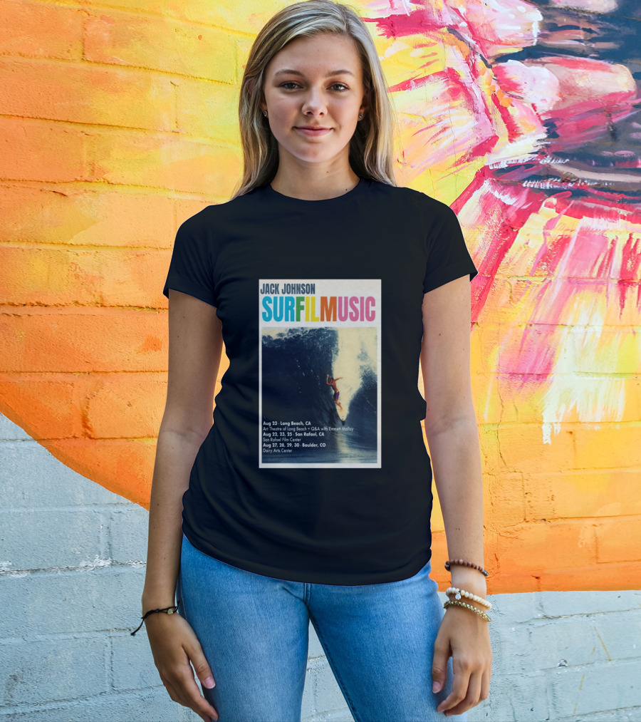 Jack Johnson Surf Film Music Tour Long Beach San Rafael Boulder August 2026 Events T-Shirt
