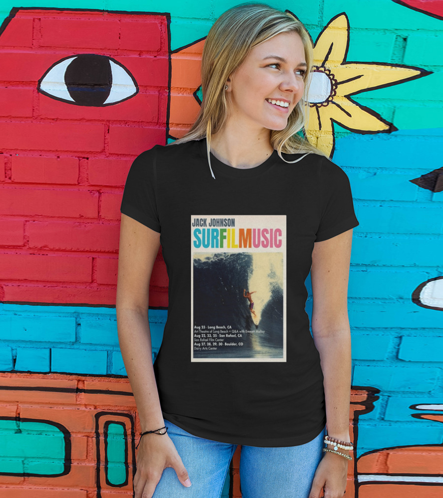 Jack Johnson Surf Film Music Tour Long Beach San Rafael Boulder August 2026 Events T-Shirt