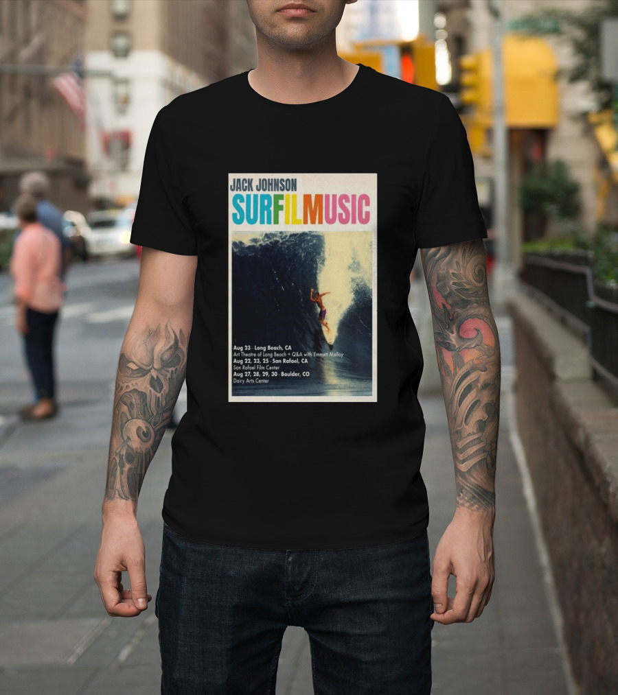 Jack Johnson Surf Film Music Tour Long Beach San Rafael Boulder August 2026 Events T-Shirt