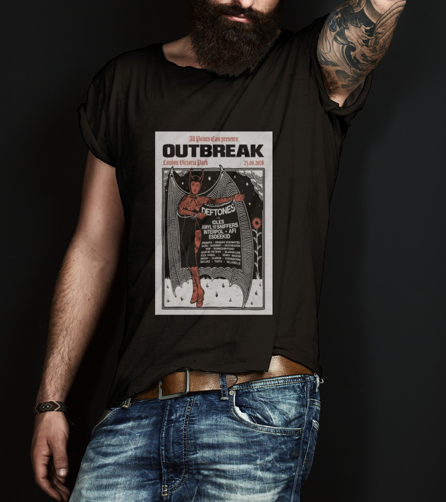 All Points East Presents Outbreak London Victoria Park 25.08.2026 Deftones Idles Amy Sniffers Interpol AFI Esdeekid T-Shirt