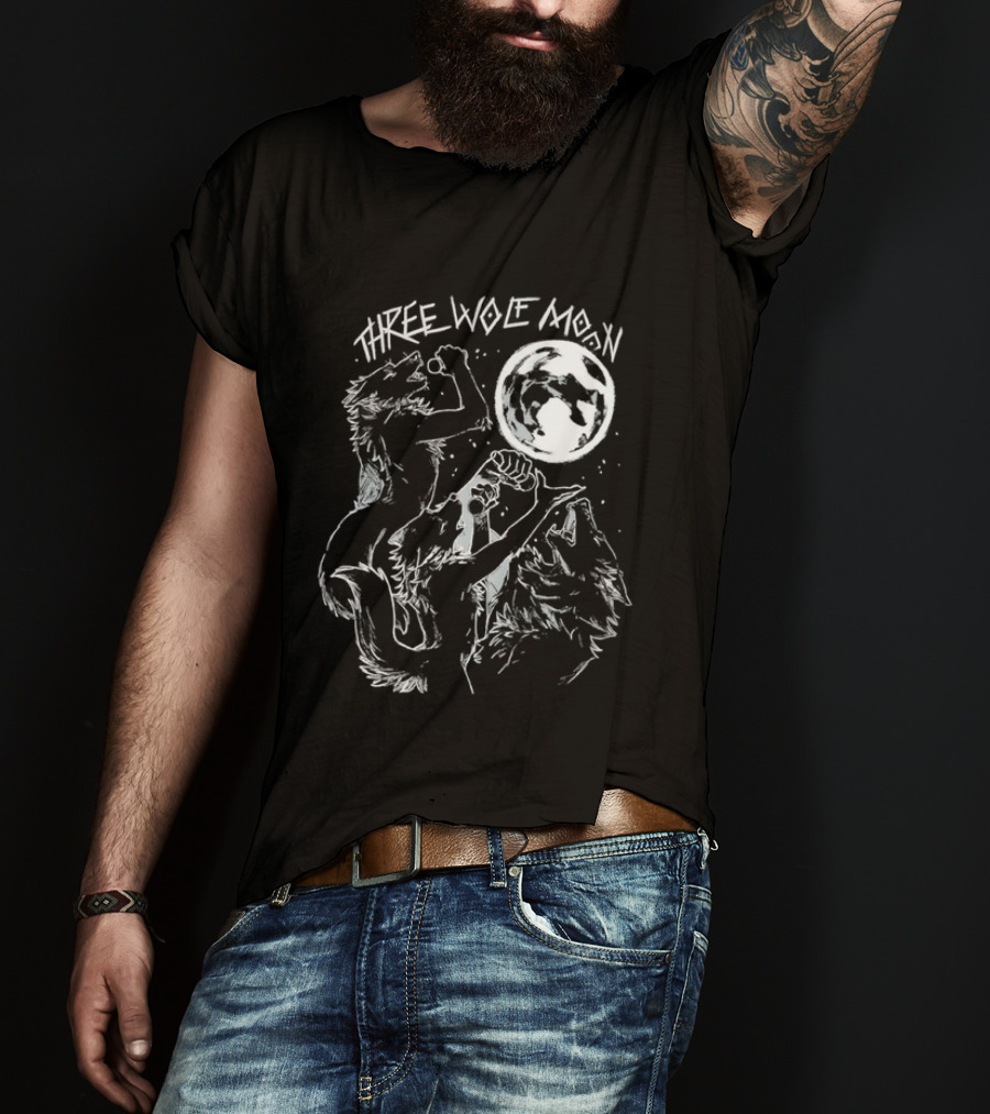 Three Wolf Moon Singing Wolves Howling Meme Moon Phases T-Shirt