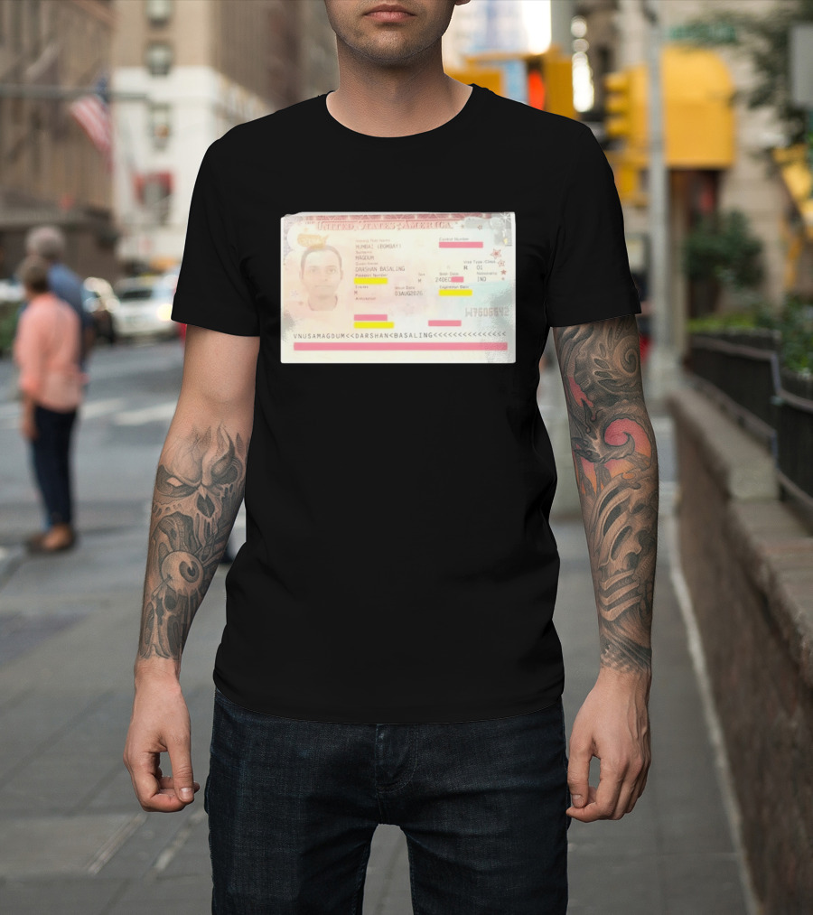 United States Of America Visa Darshan Basaling Magdum Mumbai Passport T-Shirt