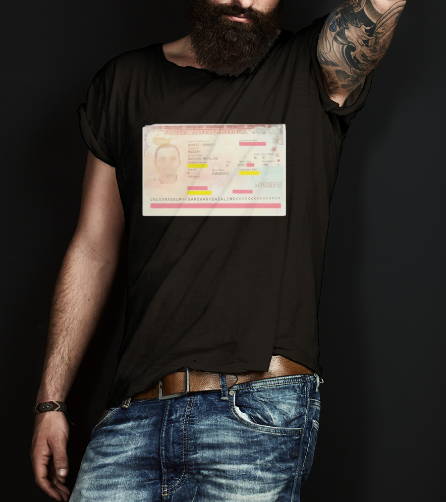 United States Of America Visa Darshan Basaling Magdum Mumbai Passport T-Shirt