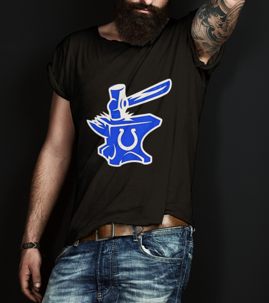 Indianapolis Colts Anvil Hammer Icon With Team Horseshoe T-Shirt