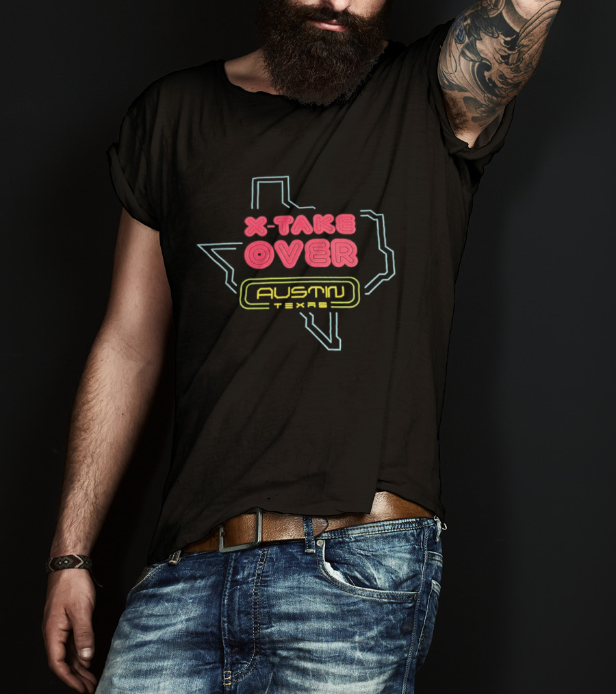 X Take Over Austin Texas Cybertruck Tesla Neon Map T-Shirt