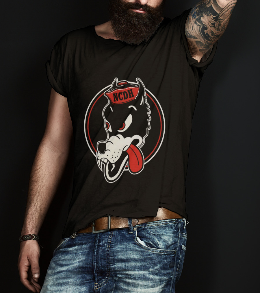 NCDH Wolf Cartoon Red Circle T-Shirt