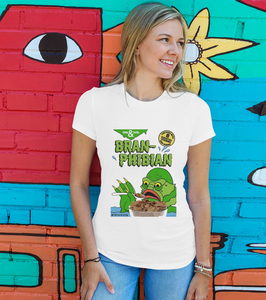 Bran Phibian Chills And Thrills Cereal Box Fortified With 8 Essential Vitamins And Worms T-Shirt