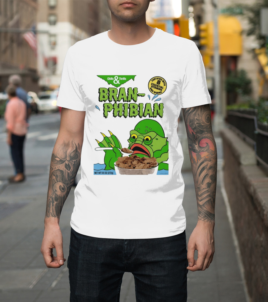 Bran Phibian Chills And Thrills Cereal Box Fortified With 8 Essential Vitamins And Worms T-Shirt