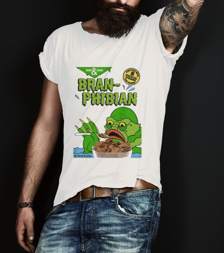 Bran Phibian Chills And Thrills Cereal Box Fortified With 8 Essential Vitamins And Worms T-Shirt