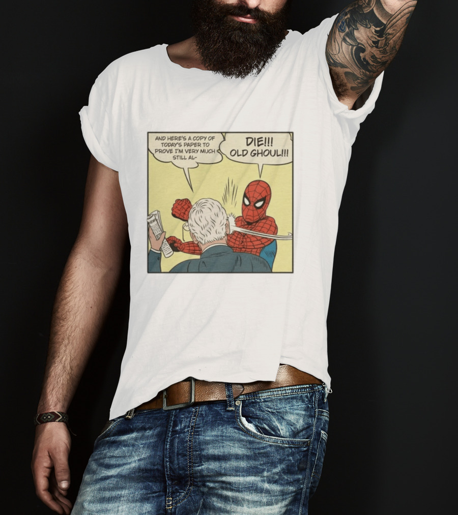 Spider Man Punching Mitch McConnell Die Old Ghoul Comic Meme T-Shirt