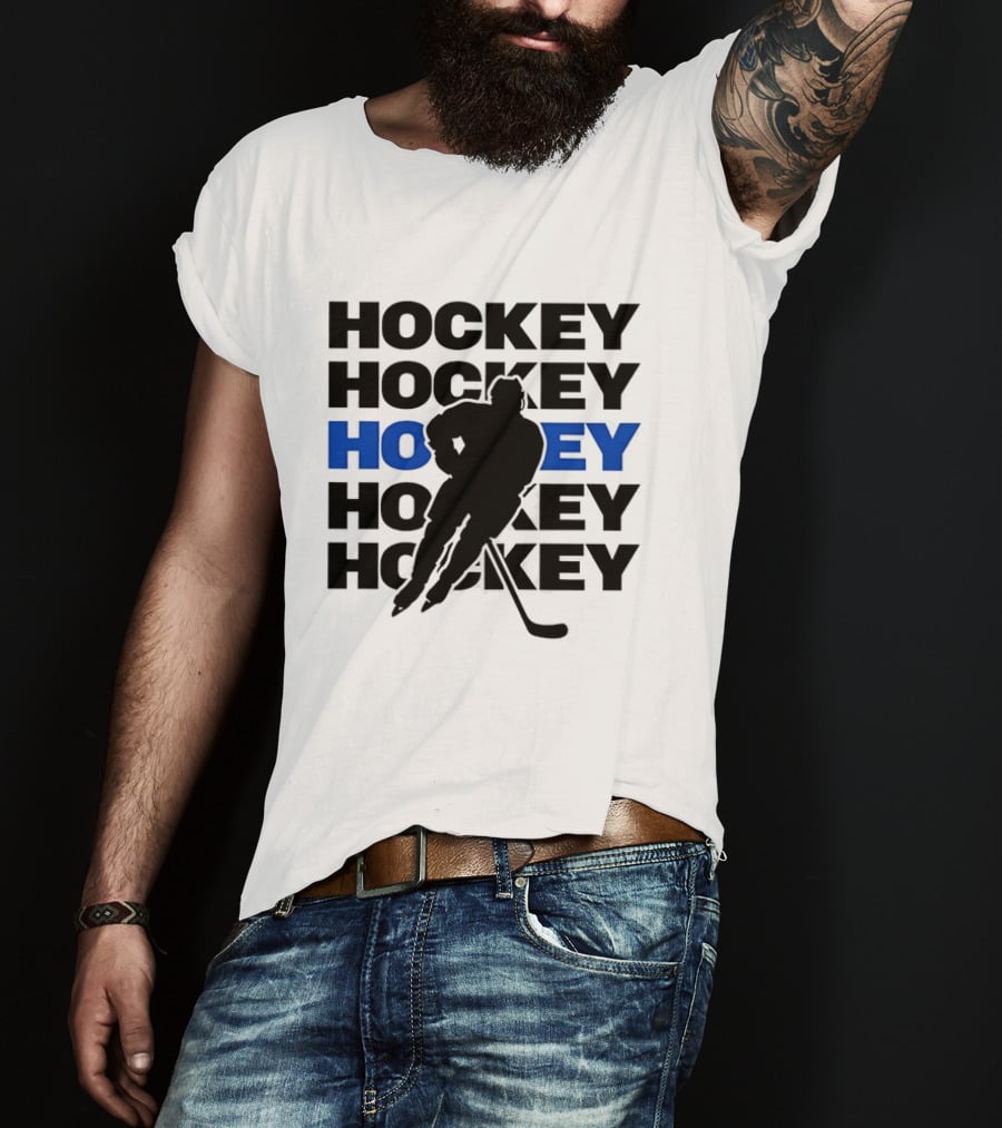 Hockey Player Action Stance Repeated T-Shirt