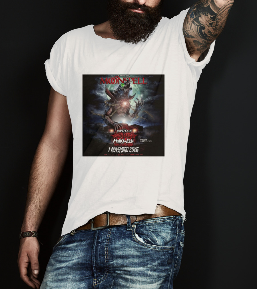 Moonspell Hard Club Data Extra 1 Novembro 2026 Halloween Concerto Especial Porto T-Shirt