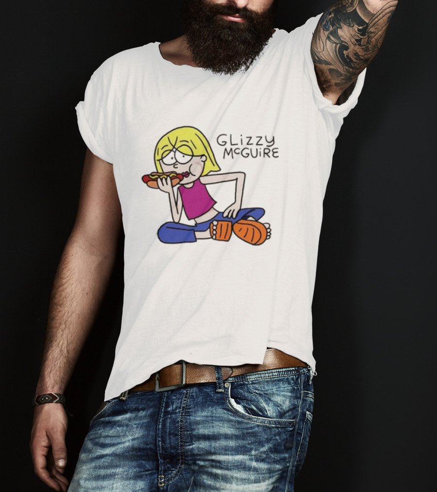 Glizzy McGuire Cartoon Character Eating Hot Dog T-Shirt