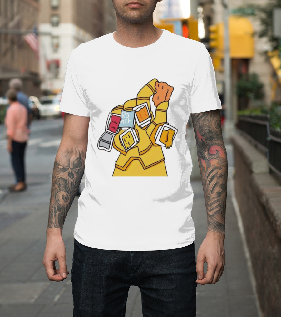 Infinity Gauntlet With Chicken Nugget And Sauce Containers Meme T-Shirt
