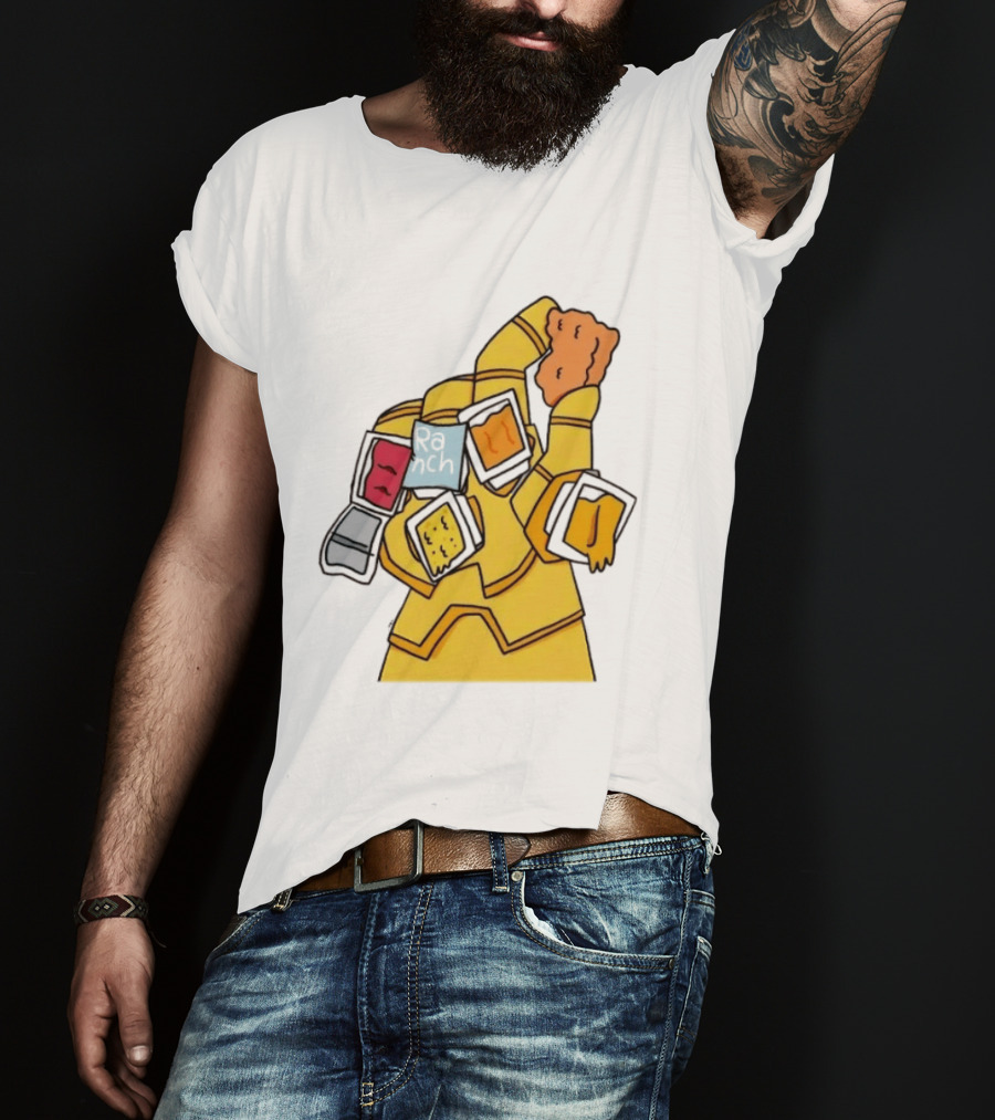Infinity Gauntlet With Chicken Nugget And Sauce Containers Meme T-Shirt