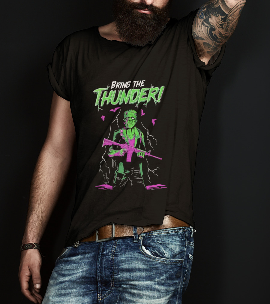Bring The Thunder Halloween Zombie Soldier With Rifle T-Shirt