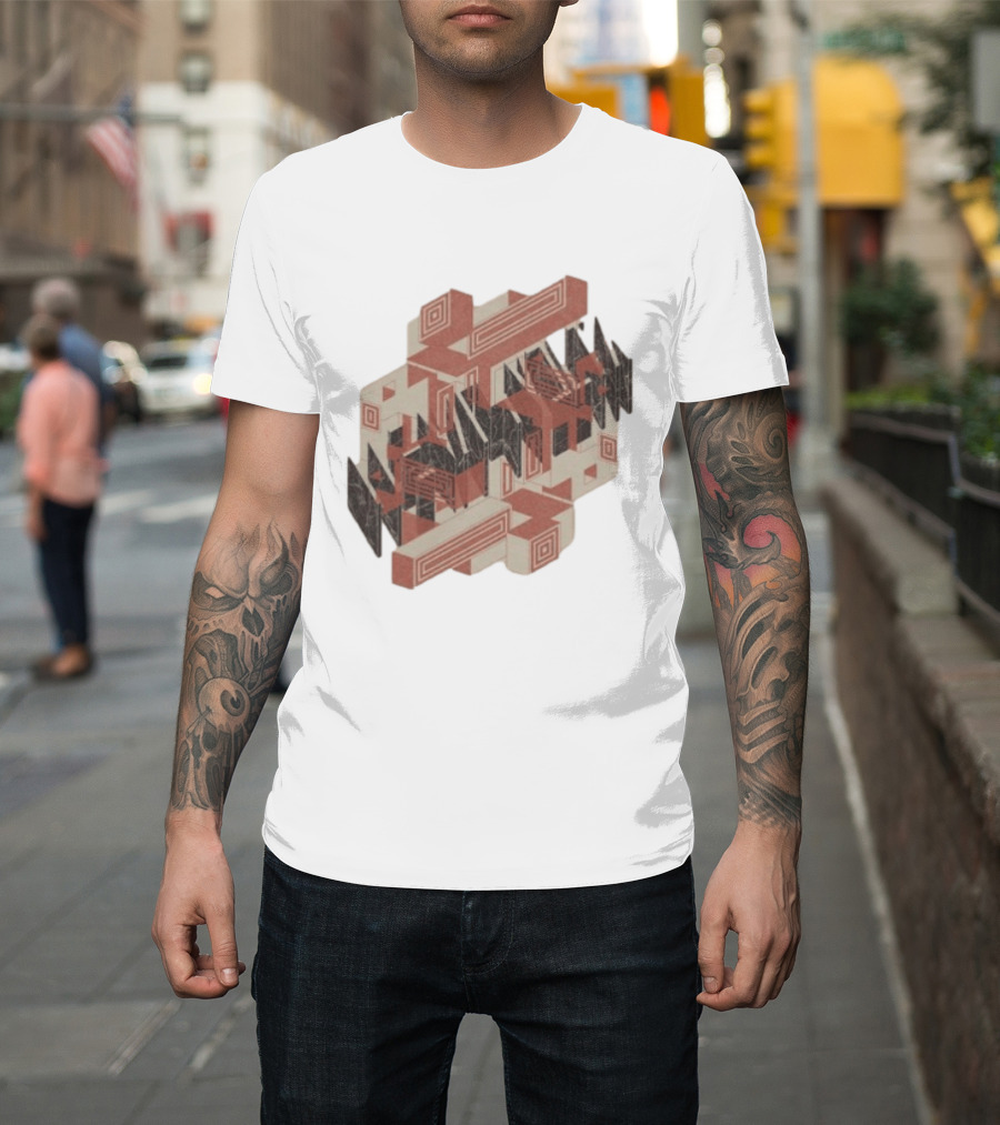 The Mars Volta Store Blocks Tan Geometric Optical Illusion T-Shirt