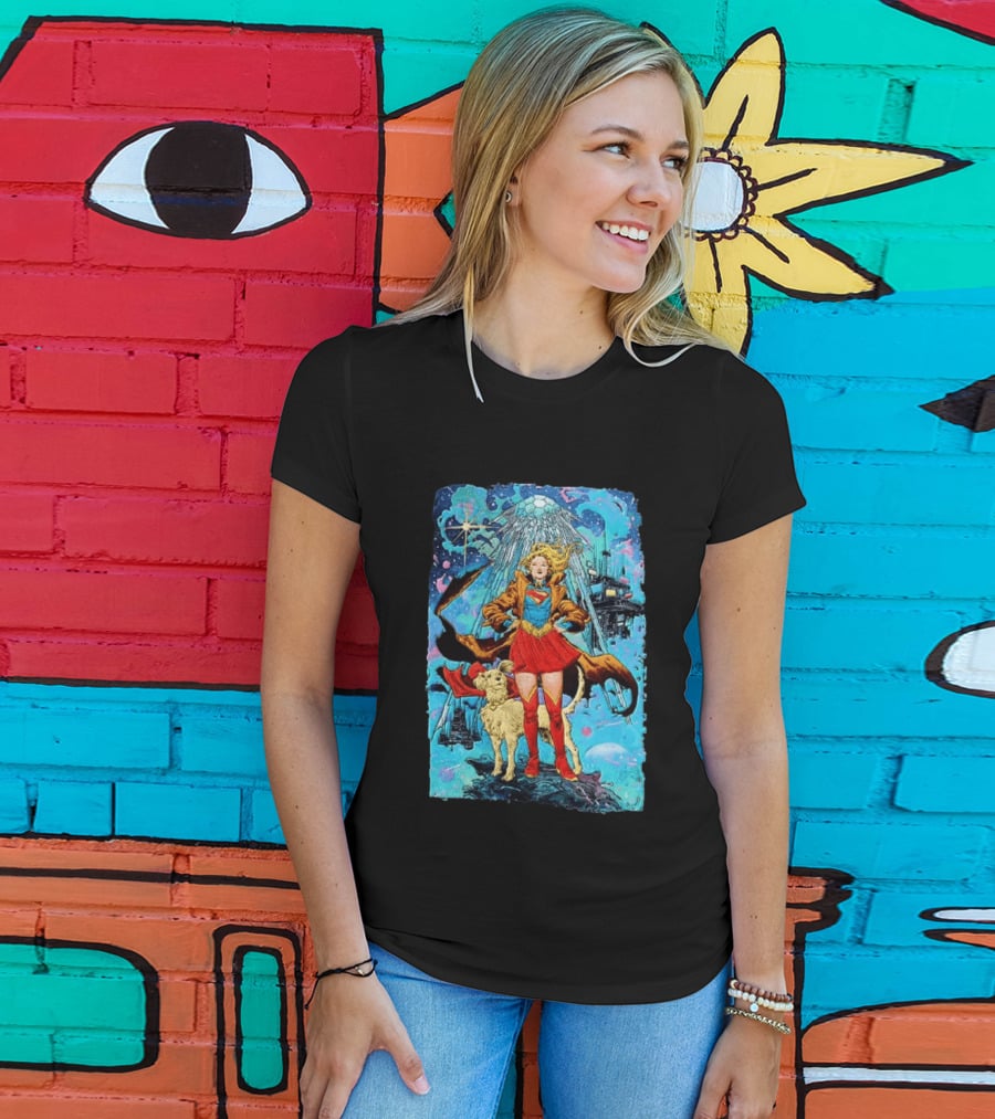 Supergirl And Krypto DC Comics Sci Fi City Adventure T-Shirt