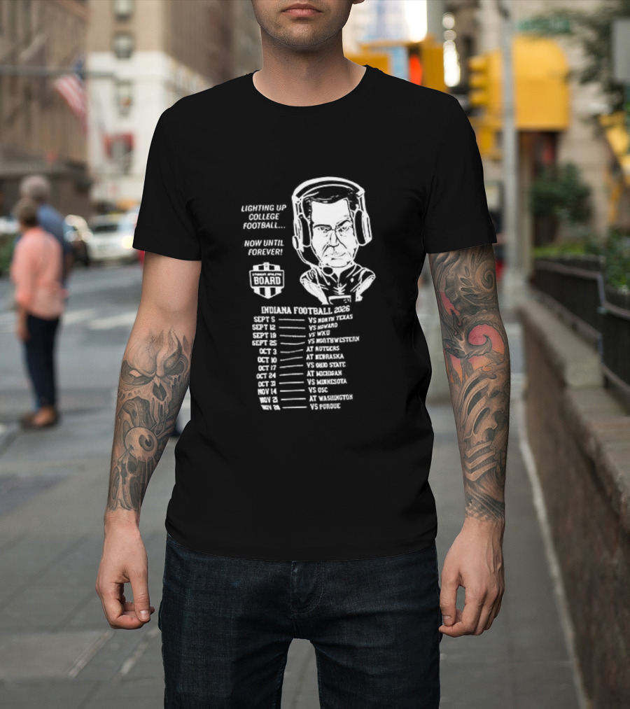 Indiana Hoosiers Football Coach Caricature Now Until Forever Champions Year Schedule T-Shirt