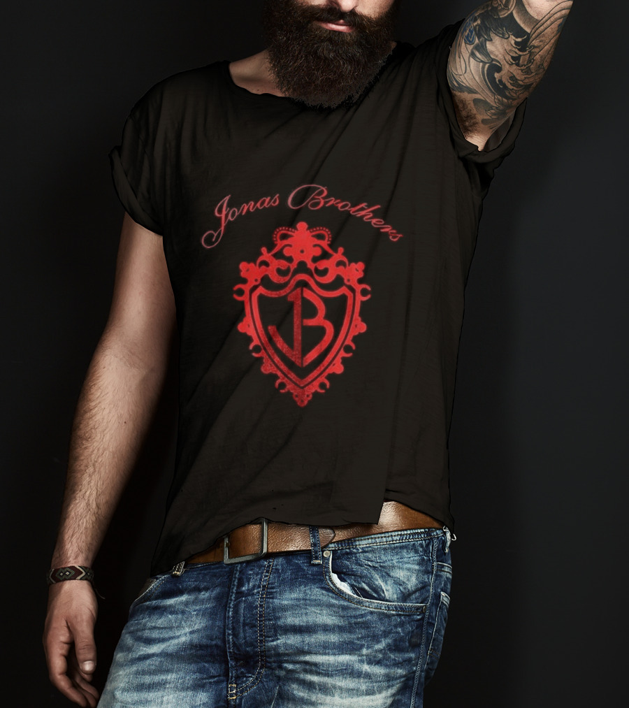 Jonas Brothers Burnin' Up JB Red Emblem Crest T-Shirt
