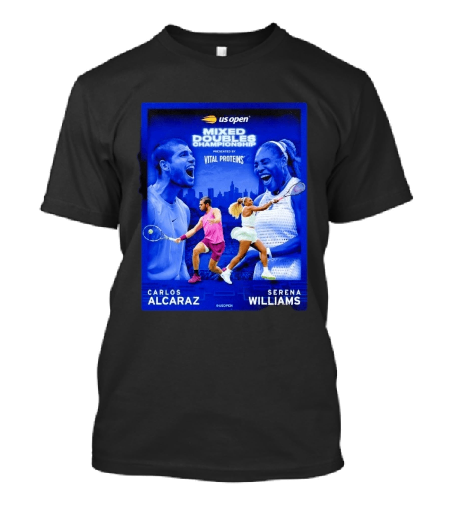 US Open Mixed Doubles Championship Carlos Alcaraz Serena Williams Vital Proteins T-Shirt