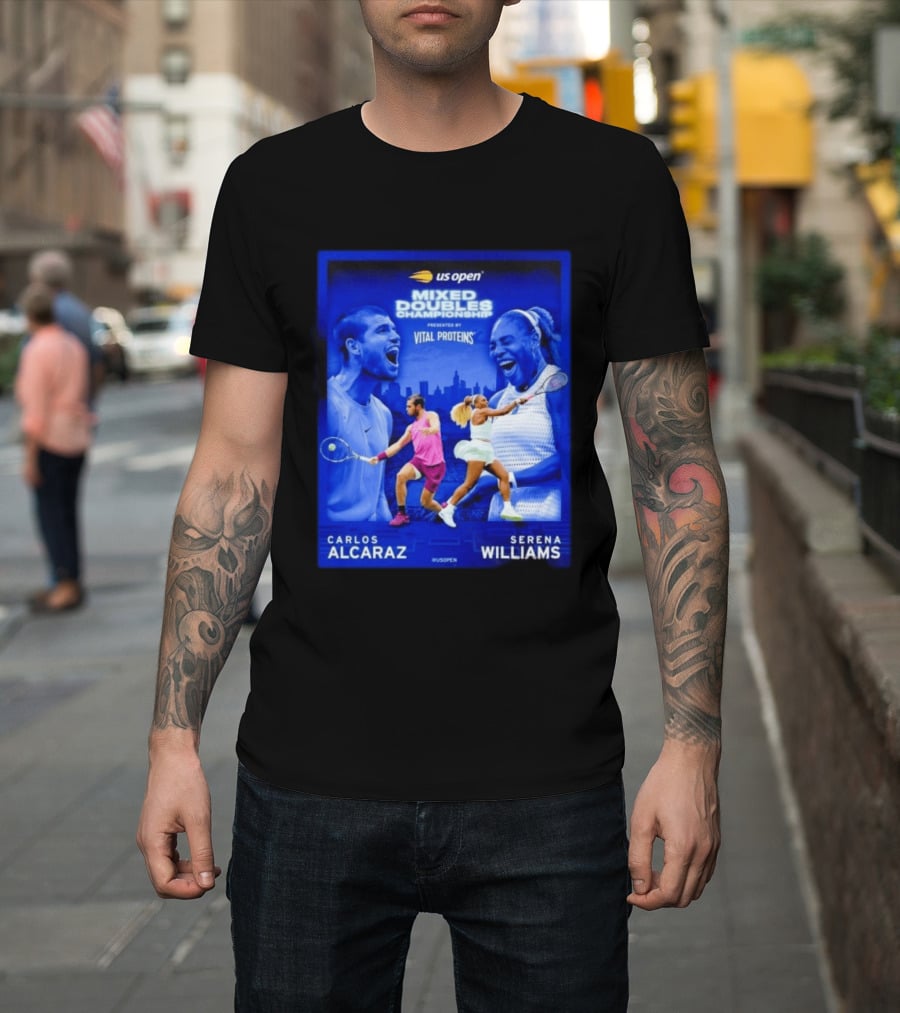 US Open Mixed Doubles Championship Carlos Alcaraz Serena Williams Vital Proteins T-Shirt