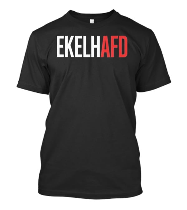 EKELHAFD Anti Far Right Statement Text Red White Contrast T-Shirt