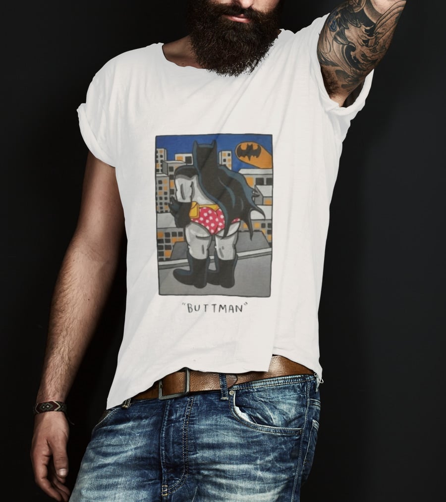 Buttman Batman Superhero Comedy Humor Retro Pop T-Shirt