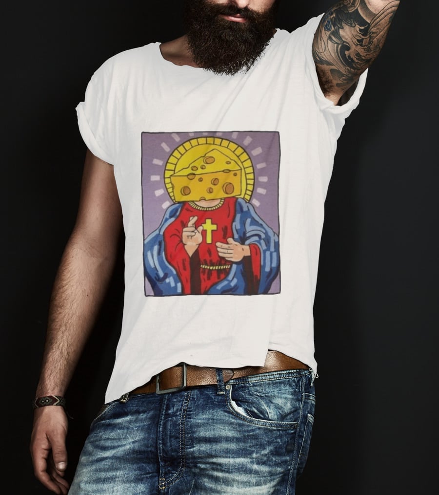 Cheesus Cheese Head Religious Pun Jesus T-Shirt