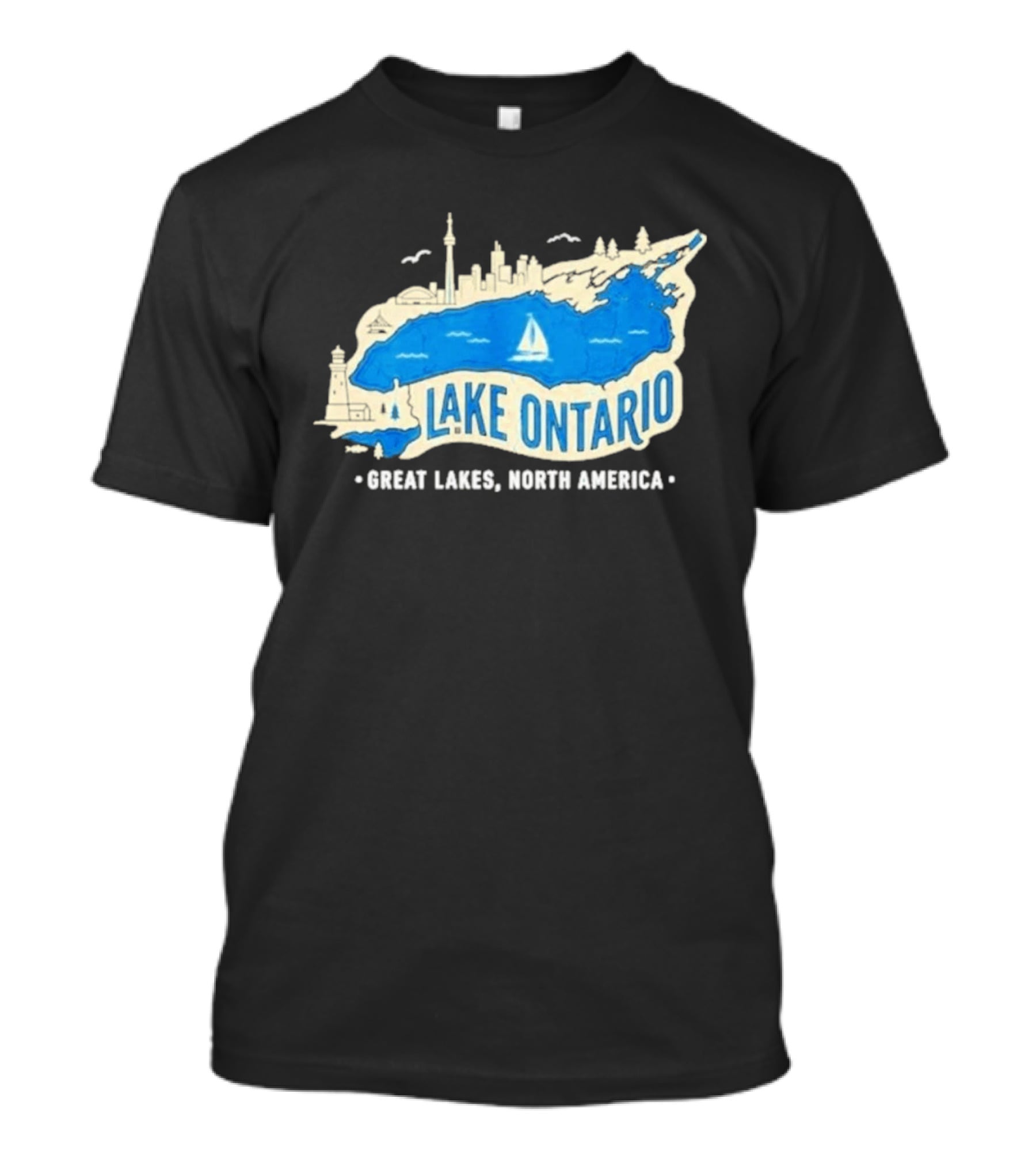 Lake Ontario Skyline Map Great Lakes North America T-Shirt