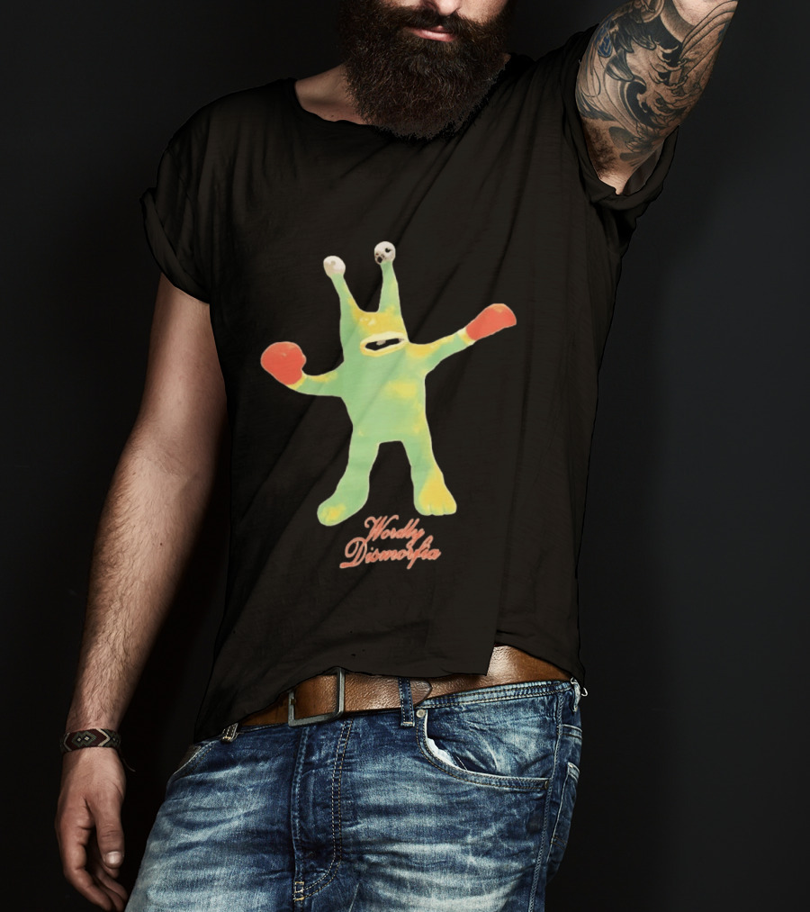 Wordly Dismorfia Boxing Alien Creature With Red Boxing Gloves T-Shirt