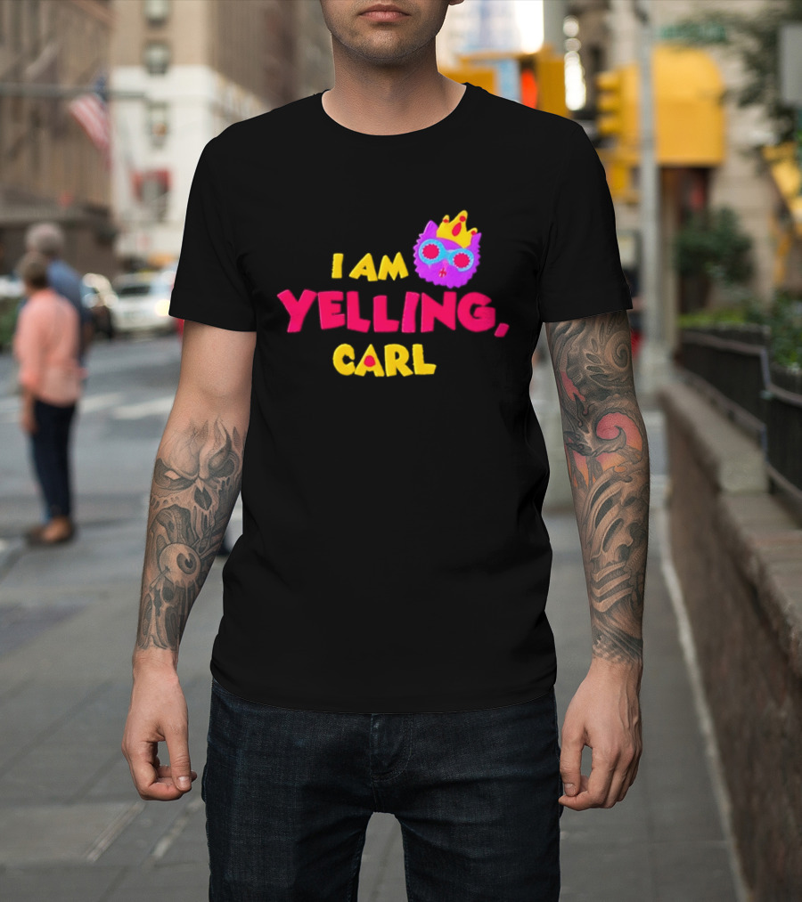 I Am Yelling Carl Cat Meme Colorful Crown Glasses T-Shirt