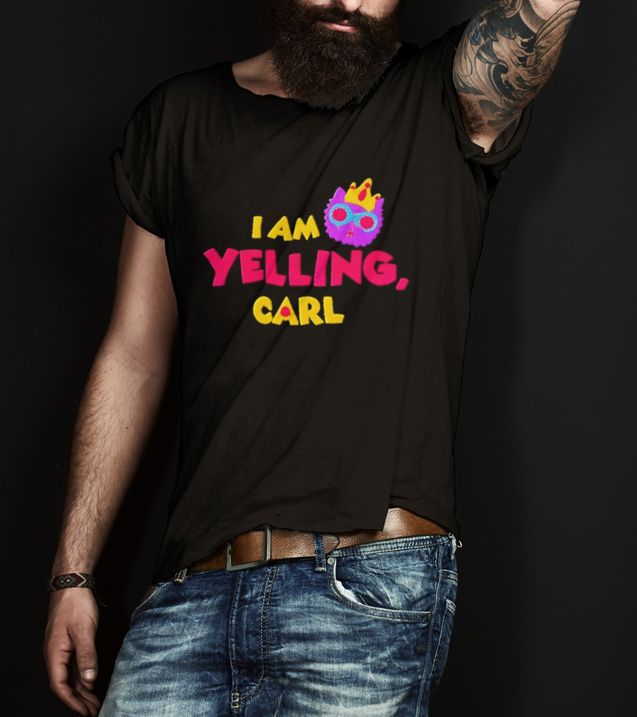 I Am Yelling Carl Cat Meme Colorful Crown Glasses T-Shirt