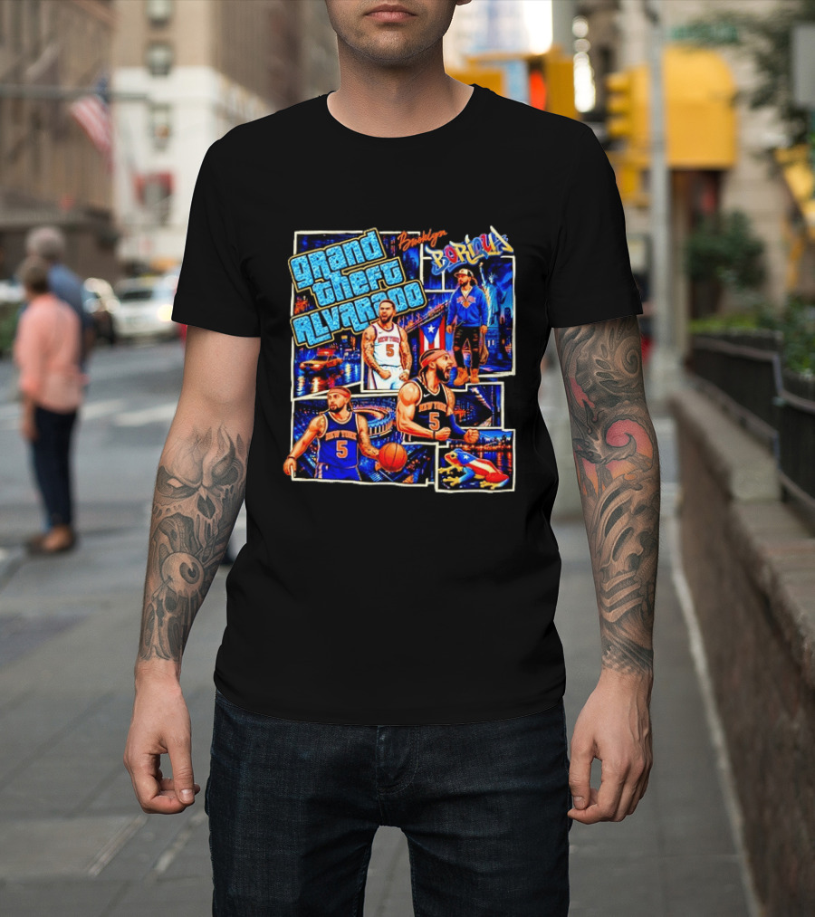 Brooklyn Boricua NY Knicks Grand Theft Alvarado T-Shirt