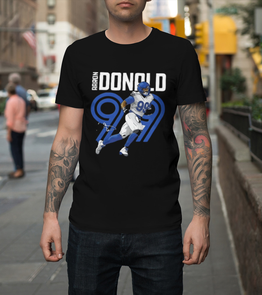 Los Angeles Rams Aaron Donald 99 Blue Running Player T-Shirt