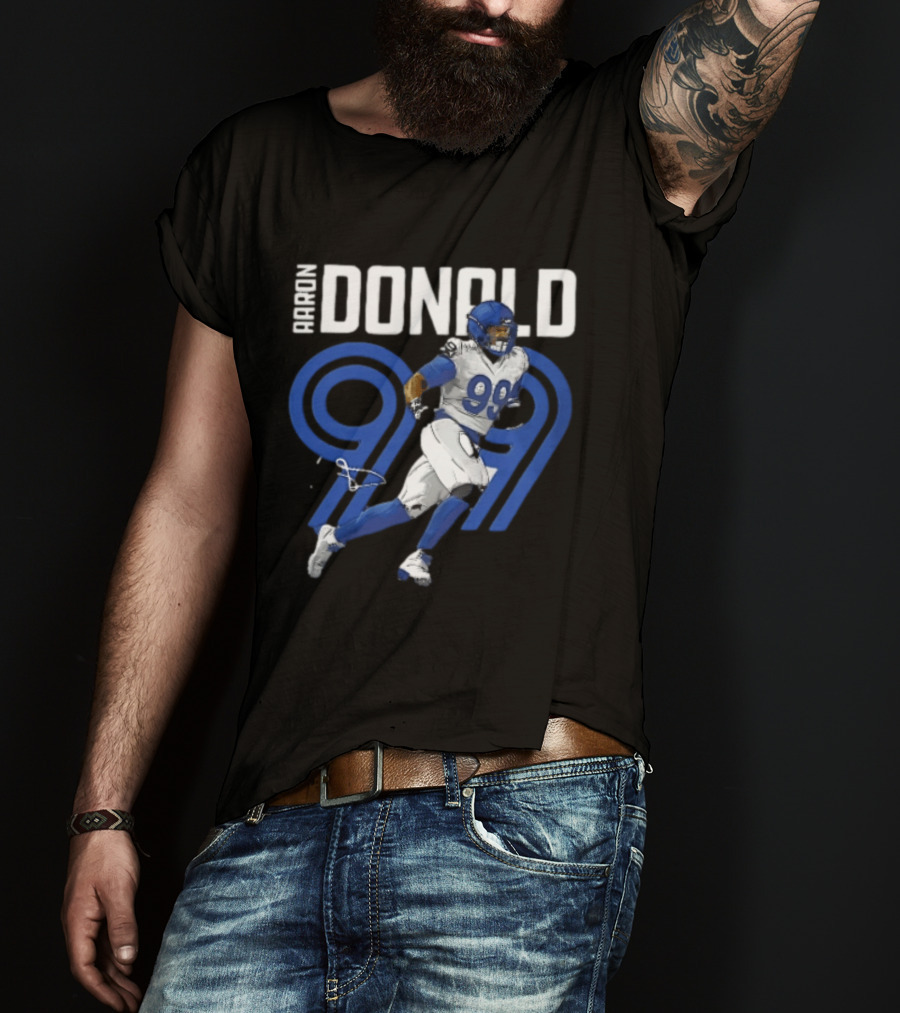 Los Angeles Rams Aaron Donald 99 Blue Running Player T-Shirt