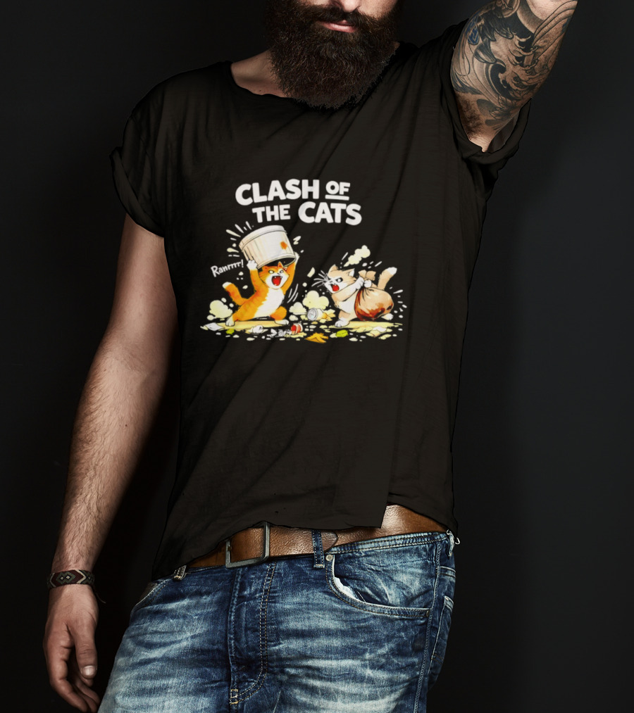 Clash Of The Cats Funny Fighting Kittens Playful Chaos T-Shirt