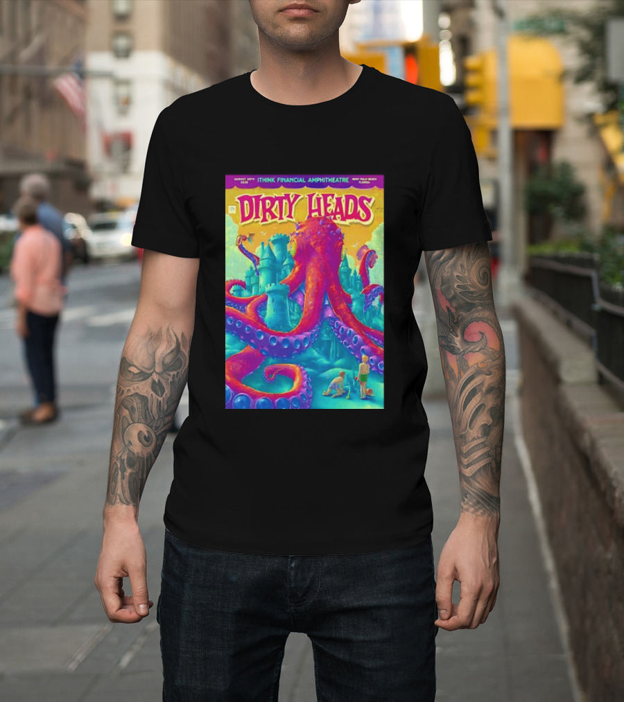Dirty Heads August 30th 2026 IThink Financial Amphitheatre West Palm Beach Colorful Octopus And Castle T-Shirt