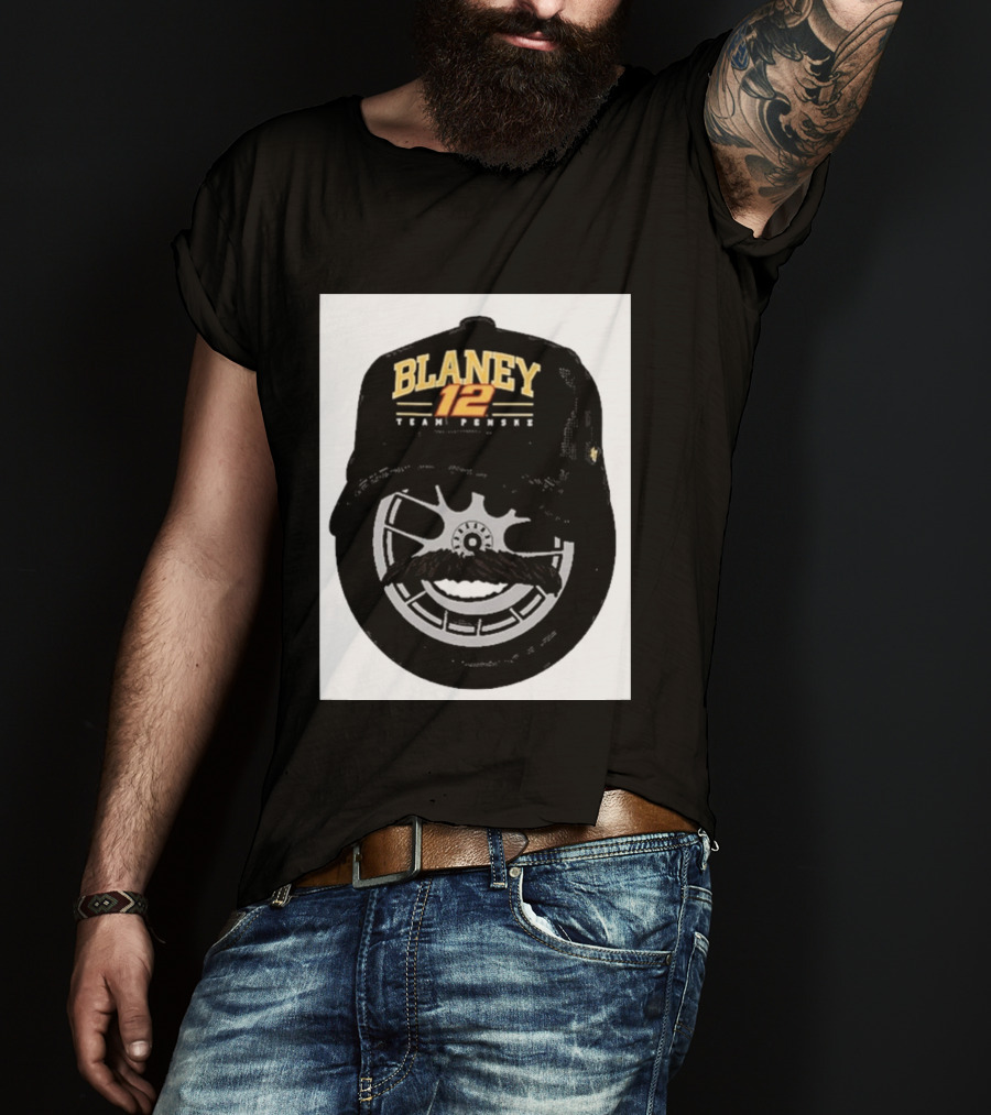 Blaney 12 Team Penske Mustache Racing Fan Gear T-Shirt