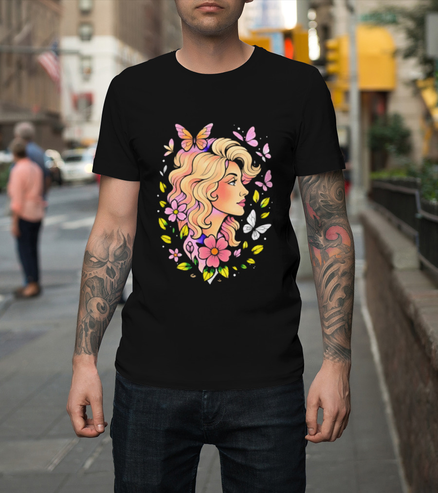 Dolly Parton Floral Butterfly Country Music T-Shirt