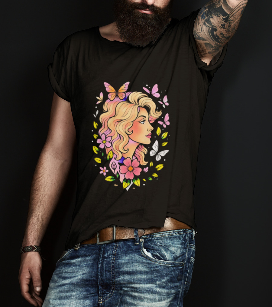 Dolly Parton Floral Butterfly Country Music T-Shirt